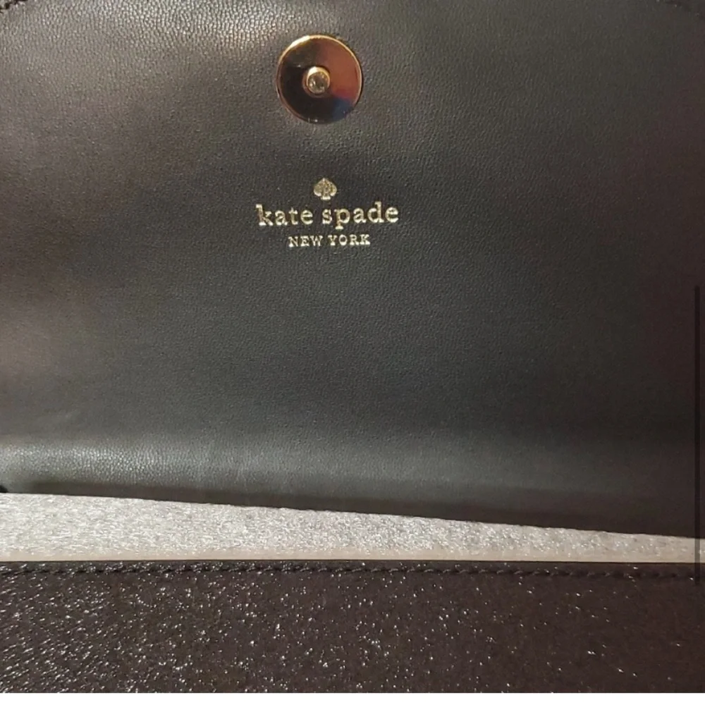 KATE SPADE NWT Joeley Multifunction Wristlet Wallet Black Sparkle Leather IN BOX